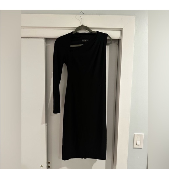 Betsy & Adam Black One-Shoulder Long Sleeve Sheath Dress Size 8 NWT